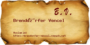 Brendörfer Vencel névjegykártya